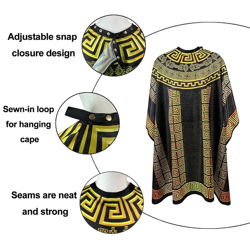 CapeshionPro Barber Capes Hair Cutting Capes Salon Stylist Capes with Snaps Waterproof Professional Large Barber Hairdresser Gown Cape- 63”× 56”(ABSTRACT) - Image 3
